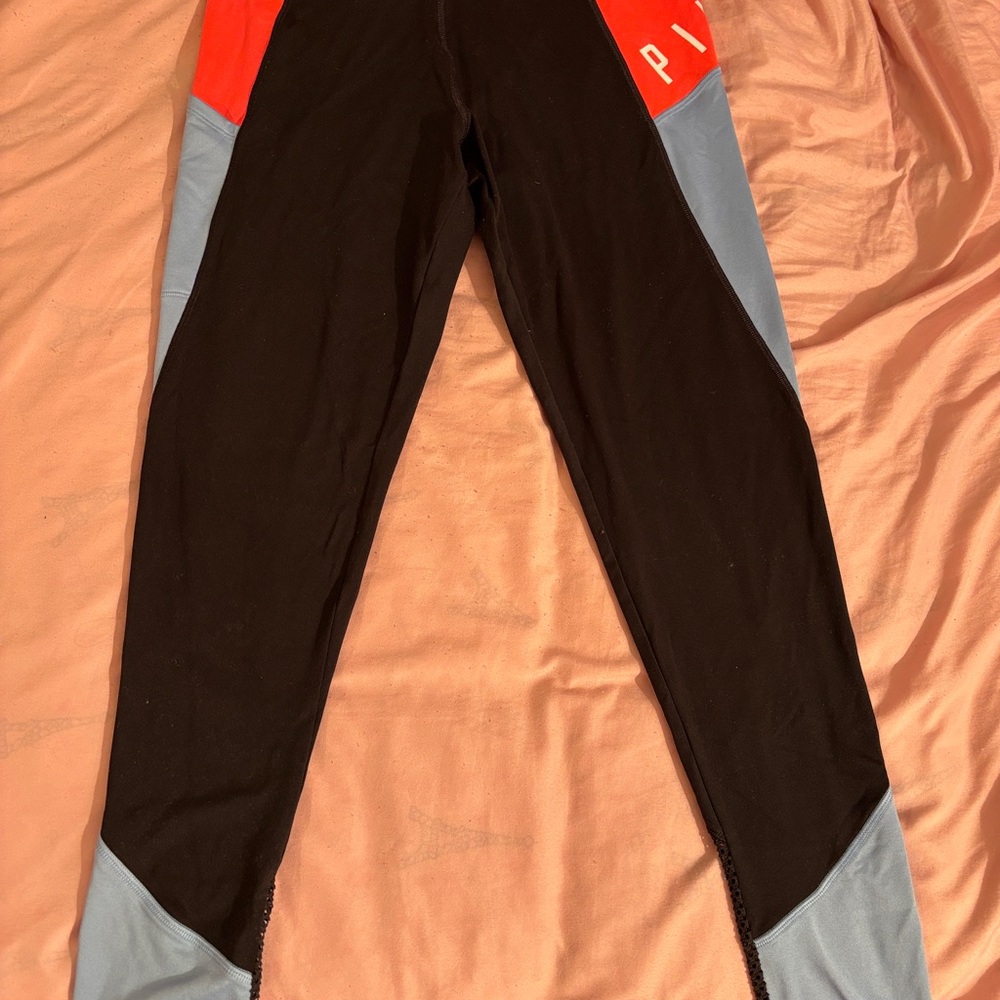 PINK Victoria's Secret orange and Black Leggings